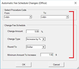 Automatic Fee Schedule Changes