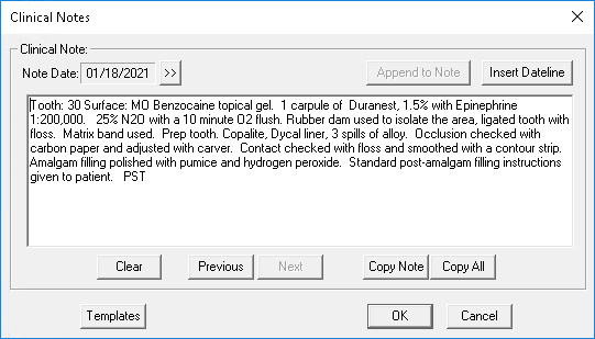 Example Of Dental Clinical Notes